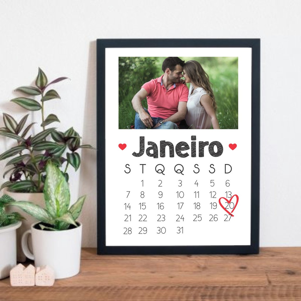 Dia dos Namorados Quadro Calendário com FOTO | Shopee Brasil