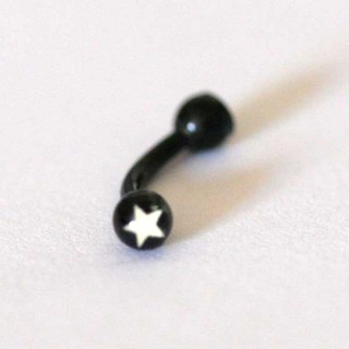 Piercing Bananinha para Sobrancelhas, Rock em aço Cirúrgico PVD Black/Preto  - 1 Peça