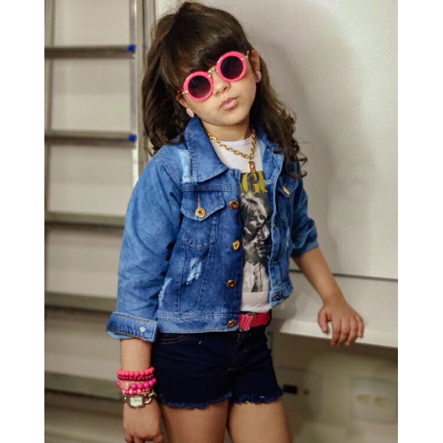 Jaqueta jeans 2024 infantil feminina