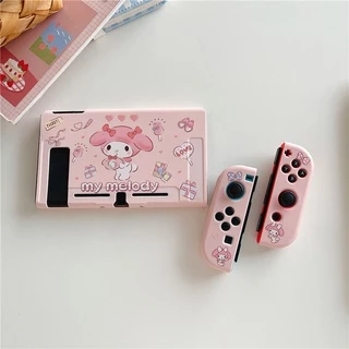 Nintendo Switch Caso OLED (my melody/KUROMI) Capa De Silicone TPU Bonito Do Estilo Agradável Consola De Jogos Alça Protector Mole