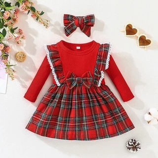 Vestido De Bebê Menina Recém-Nascidos 3-36 Meses Moda Manga longa Natal Vermelha Vestidos De Princesa Infantil