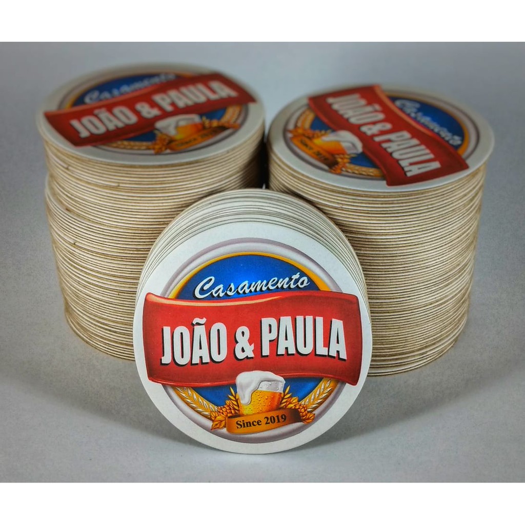 Bolacha de Chopp Personalizada Casamento Aniversário Lembrancinhas Porta Copos