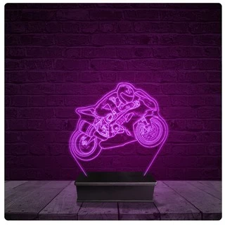 Luminária e Abajur Acrílico Led - Motocicleta Piloto 10