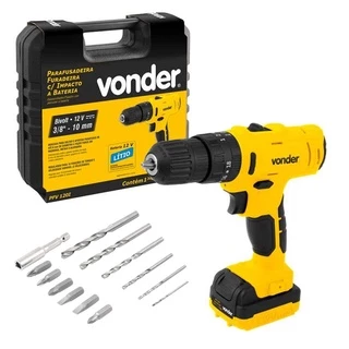 Parafusadeira Furadeira Com Impacto PFV120I Bateria 12v Bivolt Vonder