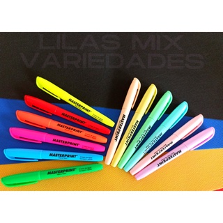Kit Marca Texto  com 12 unidades Masterprint(6 Neon + 6 pastel)