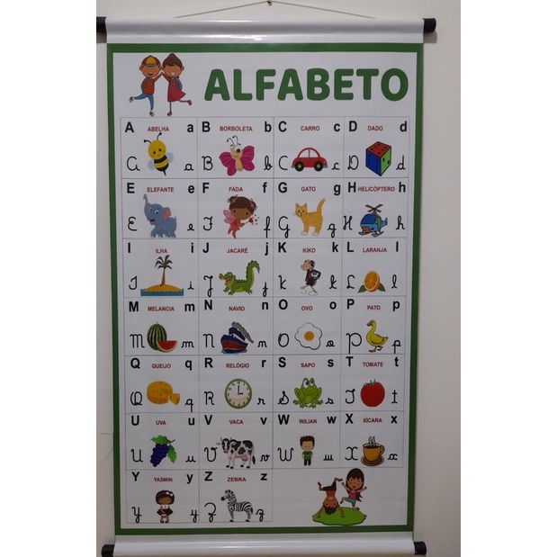 Banner Pedagógico Alfabeto 4 Tipos de Letra Cursiva Bastão