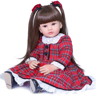 Boneca Bebê / Baby Reborn Menina em Silicone com Vestido de Coelho Rosa  Fofinha Muito Macia Flexível 48cm