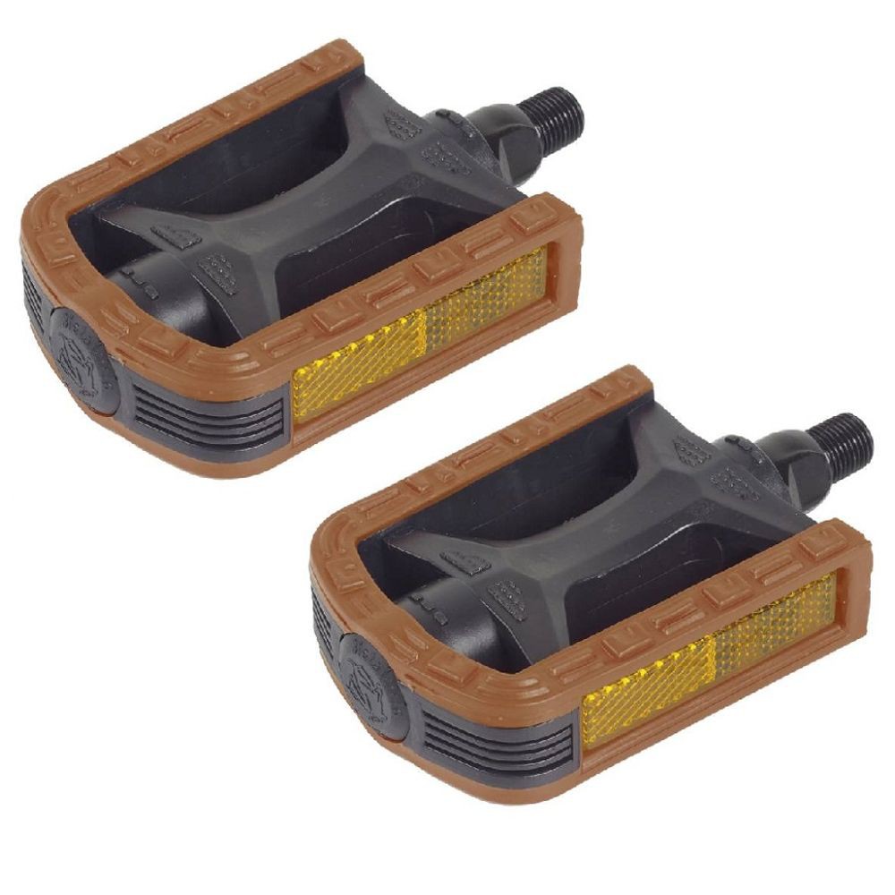 Pedal Marrom Nylon Retrô Vintage Mtb Rosca Fina 1/2