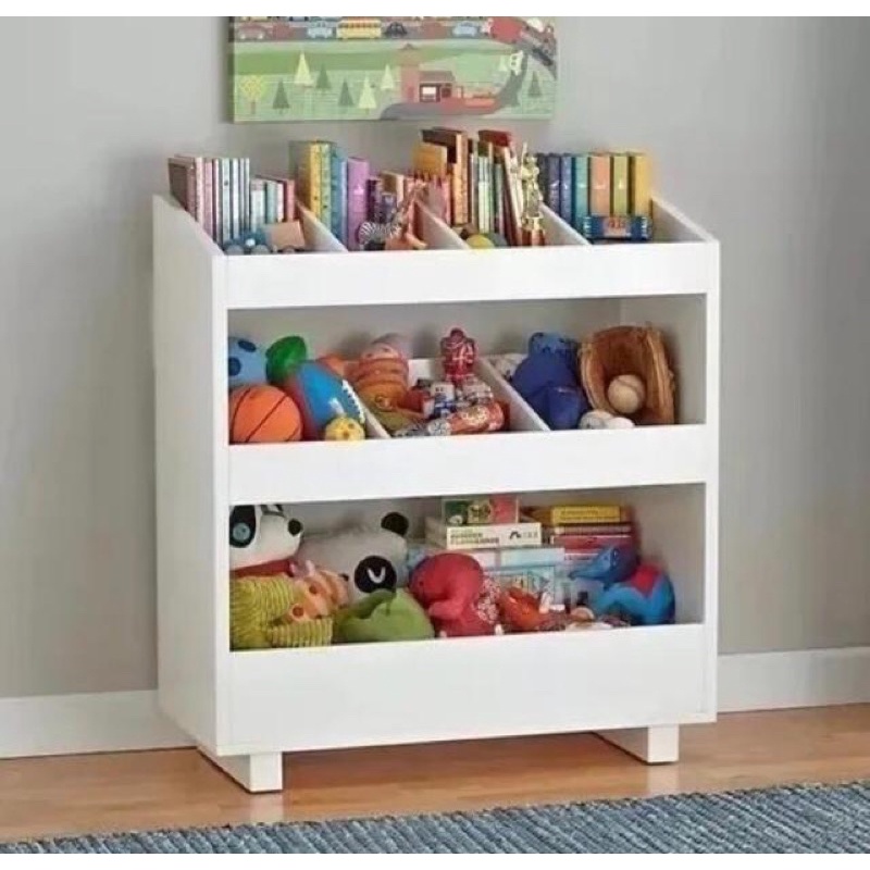 Estante Baú Organizador De Brinquedos Infantil Divisórias Kids Mdf Branco