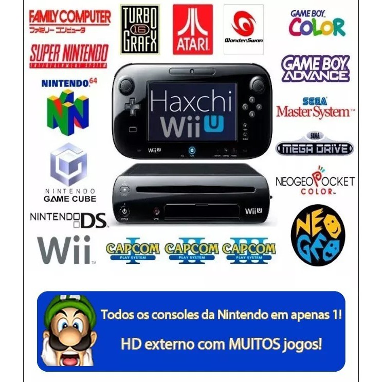 Nintendo Wii U Desbloqueado Haxchi + Hd 500gb Shopee Brasil