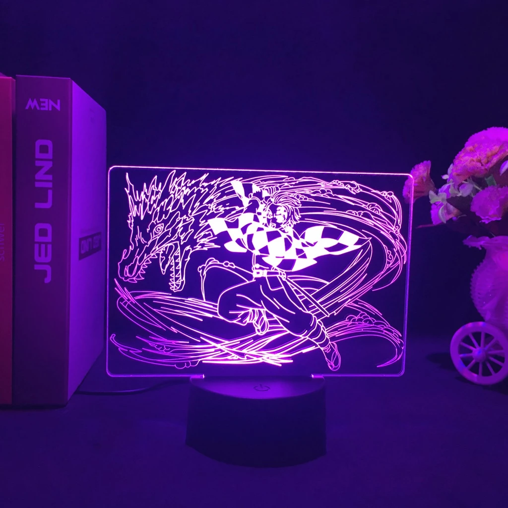 Lâmpada Led Anime Kimetsu No Yaiba Para Decoração De Quarto Luz Noturna Presente Manga 3d Demoníaca Tanjiro Kamado