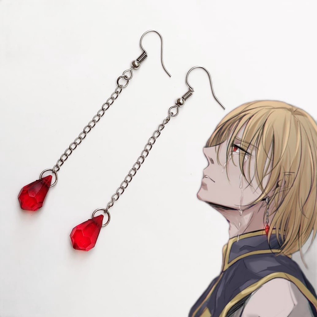 brinco Hunter x Hunter kurapika acessório anime brinco vermelho - Escorrega  o Preço