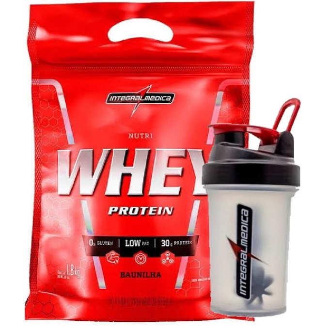 Whey Protein Nutri 1,8kg Refil Integral Medica Nutry Integralmedica whay wey way + Coqueteleira 450ml Integral Médica