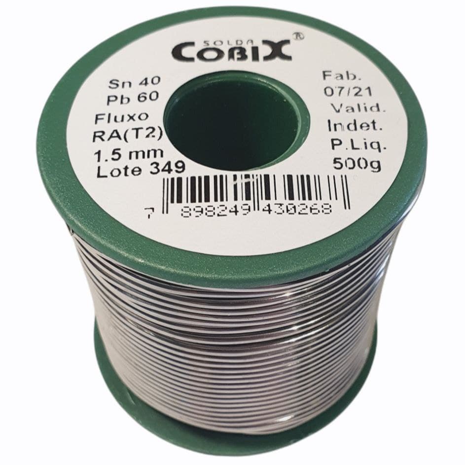 Solda Estanho 40x60 1.5mm Carretel 500g c/ Fluxo - Cobix | Shopee