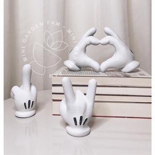 Esculturas Mão Mickey e Minnie 10cm para decoração criativa em Resina ou 3D Coração / Rock / Dedo