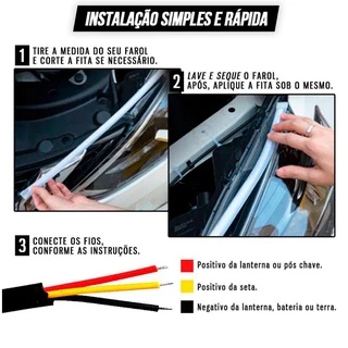 Kit Par Fita Led 60 cm Drl 3000k 6000k Flexivel Farol E Seta
