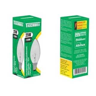 Lâmpada Incandescente Taschibra Vela Clara 25W E14 220V