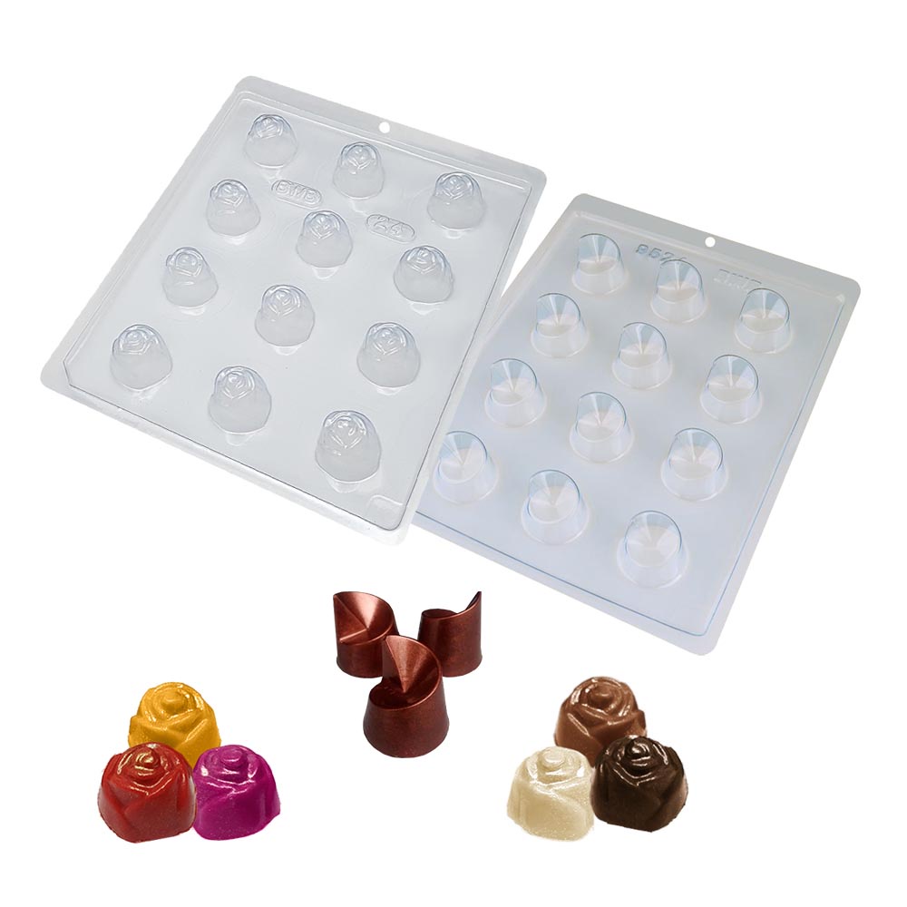Kit 2 Formas para Chocolate BWB Simples S/ Silicone Bombom Rosa ...