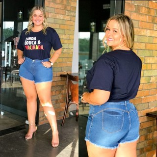 Short jeans cintura 2024 alta tamanho 48