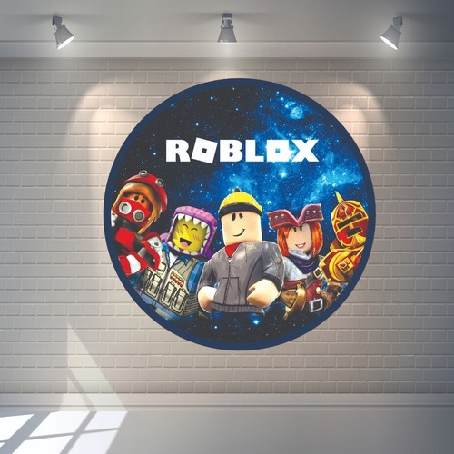 Painel Redondo Lona Roblox Menina 1,20x1,20