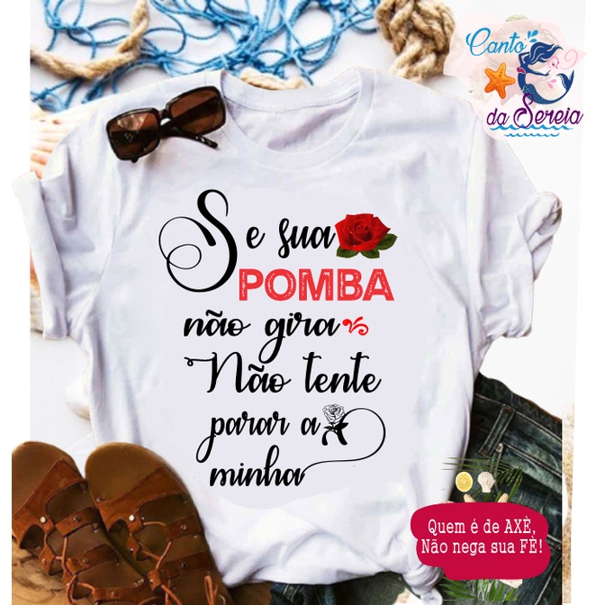 Baby Look Sacode o Pó Rosa Caveira! - Umbanda No Peito ®