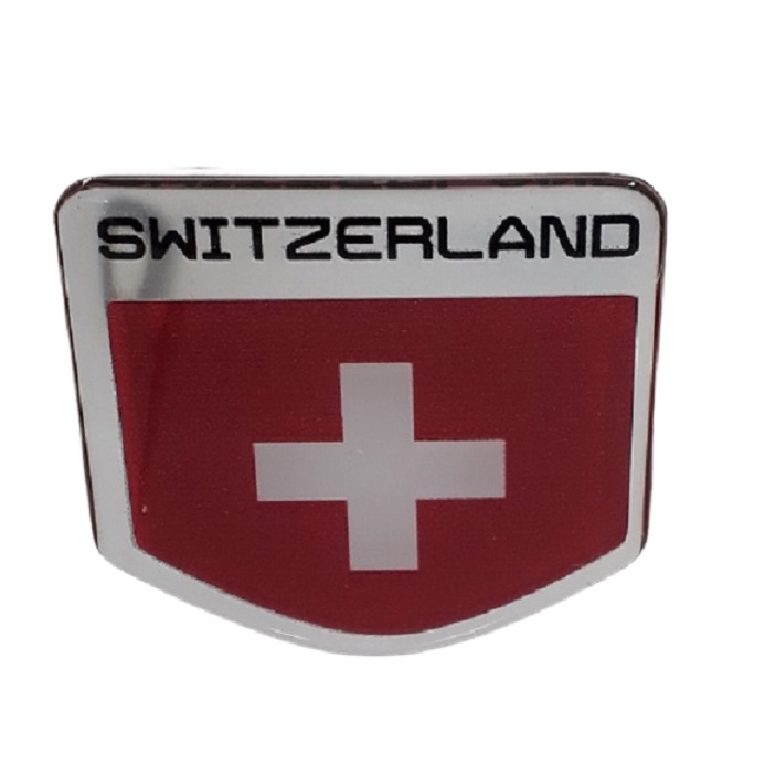 Emblema Bandeira Suiça Switzerland Colante Veiculo Resinada