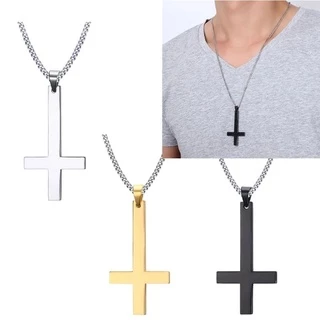 1 Pc Delicado De Aço Inoxidável Upside Down Cruz Colar Para Homens Invertido Pingente Com Corrente De Moda Jóias