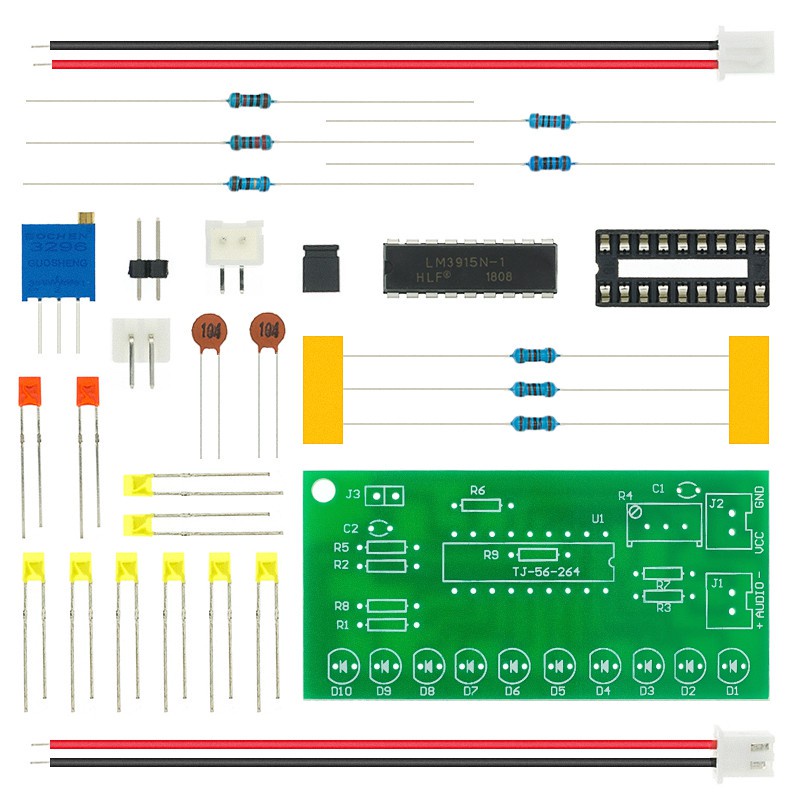 LM3915 DC 9V-12V 10 Kit Indicador De Nível De Espectro De Áudio/Som/Analisador DIY Electoronics Solda Prática Conjunto Laboratório