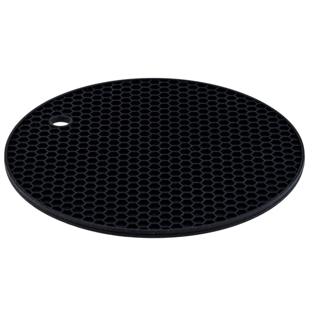 Valor 6 3/4 Round Heat-Resistant Black Silicone Trivet