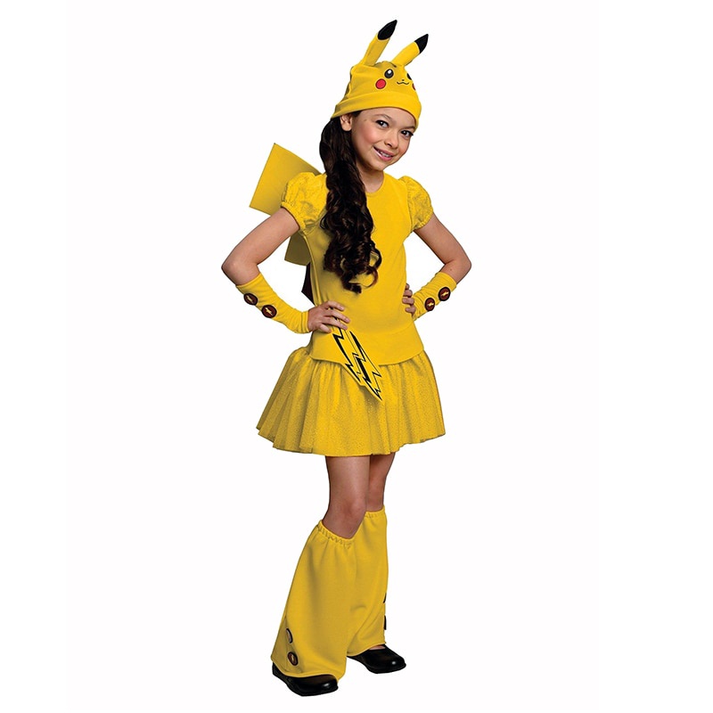 Meninas Fantasia Pikachu Pokemon Go Traje Cauda Wagging Halloween Crianças  Cosplay Partido Do Carnaval Do Vestido Extravagante