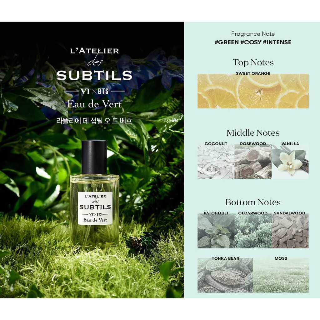 BTS Perfume VT x L'Atelier Des Subtils 50ml , Cartão Fotográfico