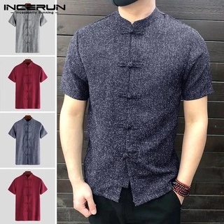 Camisa Masculina Manga Curta / Folgada / Chinesa / Tradicional / Retrô Para Verão