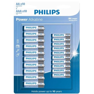 Pilhas Alcalinas Philips AAA + AA Palito Cartela Com 20 Unidades tipo Cilindrico modelo AA Pequena Comum Normal
