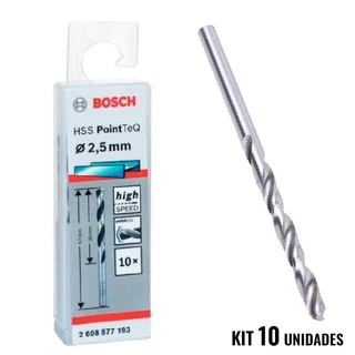 Broca Aço Rápido HSS 2,5 MM PointTeQ Kit 10 Unidades BOSCH