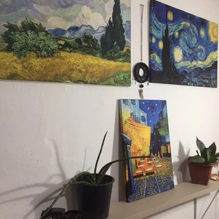 Kit 3 Quadros Van Gogh Terraço do café a Noite estrelada Campo de trigos com ciprestes - Obras de artes em tela acetinada