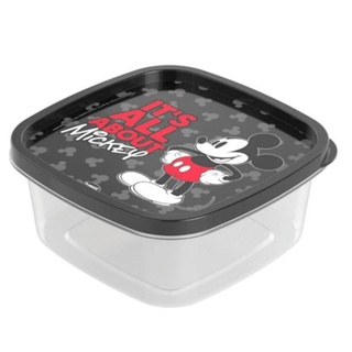 Pote de plástico quadrado com tampa Mickey 1,1L