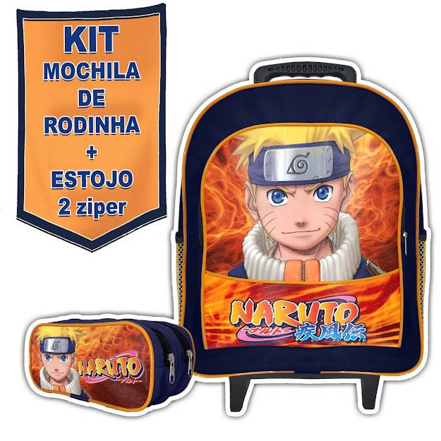 Estojo Escolar Infantil Duplo Naruto Classico - Izza Presentes