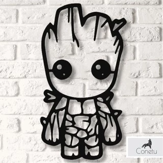 Quadro Baby Groot escultura decorativa Vazada Parede MDF Quarto Casa Geek