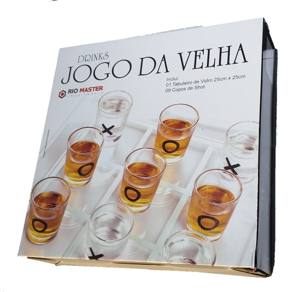 Jogo Da Velha Drink Shot Tabuleiro Vidro Vira Toma Perde Br