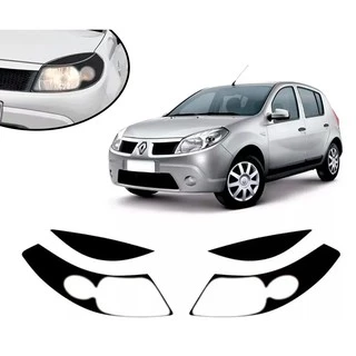 Kit Aplique Adesivo Farol Mascara Negra Renault Sandero G1