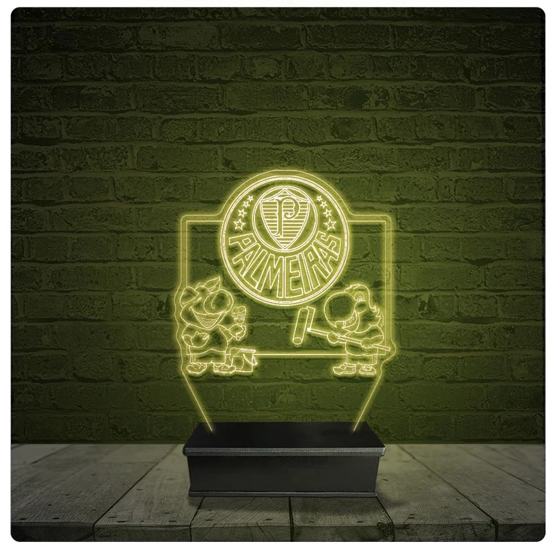 Led Luminária Acrílico Abajur - Palmeiras Futebol Time 17
