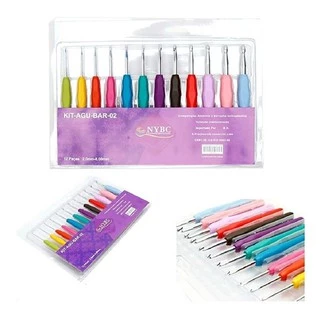 Kit Com 12 Agulhas Croche Cabo Emborrachado