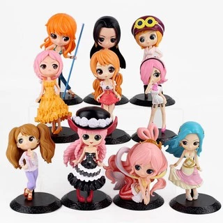11-15cm One Piece Figure Toys Q Posket Princess Nami Boa Hancock Rebecca Shirahoshi Vivi Pudding Reiju Koala Anime Model Dolls