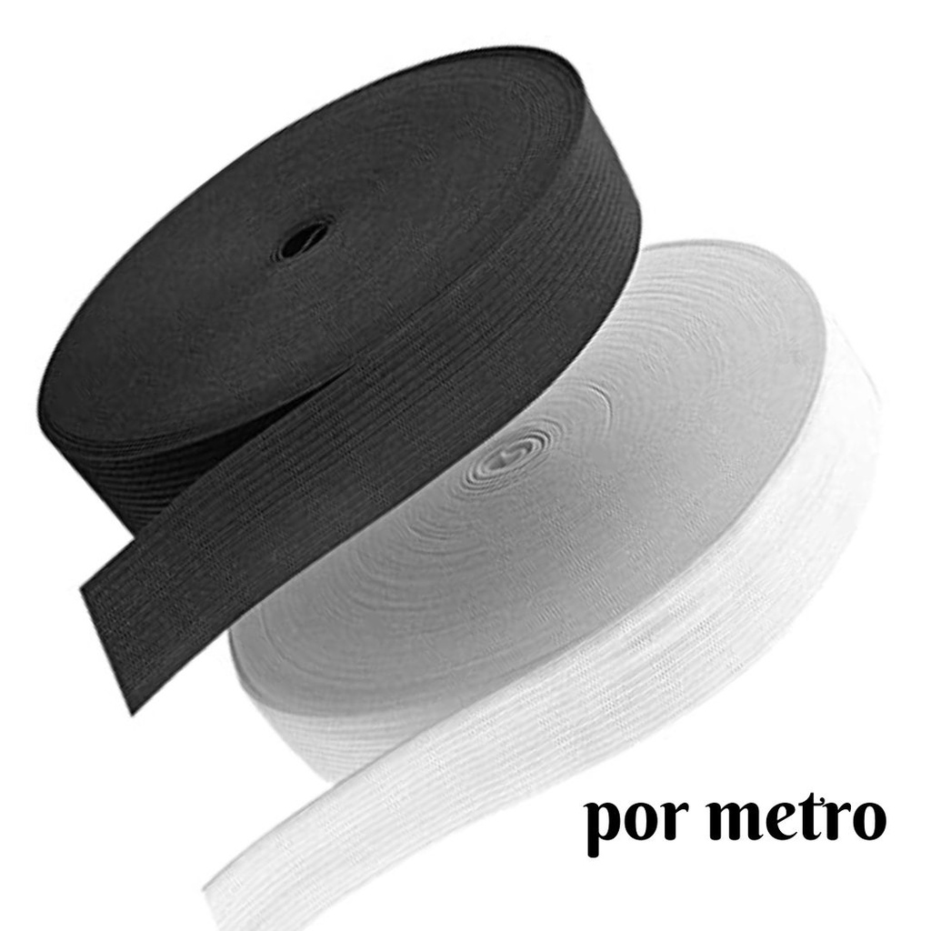 Elastico Largo Preto - 6 Cm - Arco-Íris a Metro