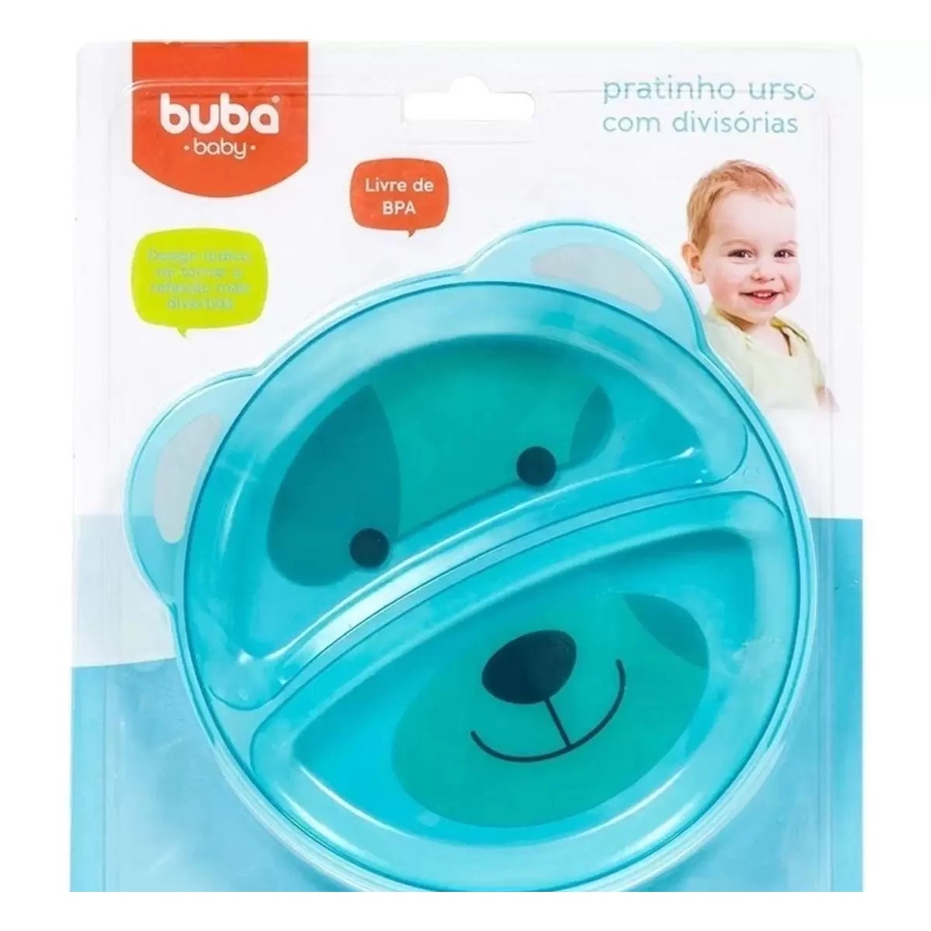 Prato Infantil com Divisória Buba -Azul Ursinho | Shopee Brasil