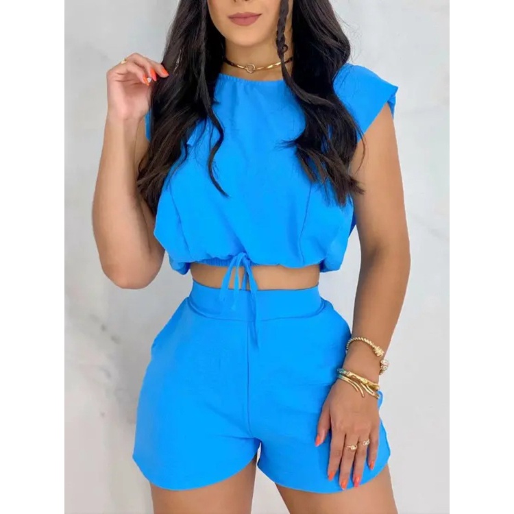 Compra online de Moda verão impressão 2 peça conjunto feminino