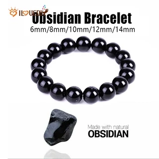 Mulheres Homens Preto Contas De Obsidiana Pulseira/Alívio Do Estresse Cura Chakra Yoga Unisex Jóias Acessórios