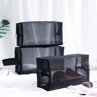 1PC Preto Mulheres Homens Saco Cosmético Necessário Organizador De Viagem Transparente Moda Pequena Grande Bolsas De Higiene Maquiagem