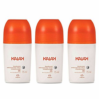 Desodorante Roll-on Kaiak Natura Feminino 75ml Kit Com 03 Unidades
