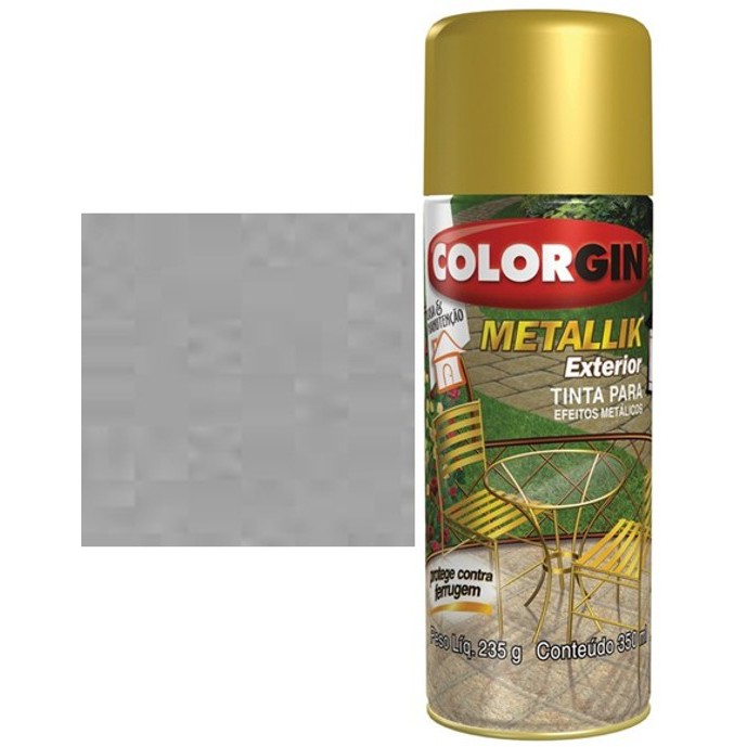Tinta Spray Colorgin Metallik Exterior - Prata Metálico 64 | Shopee Brasil